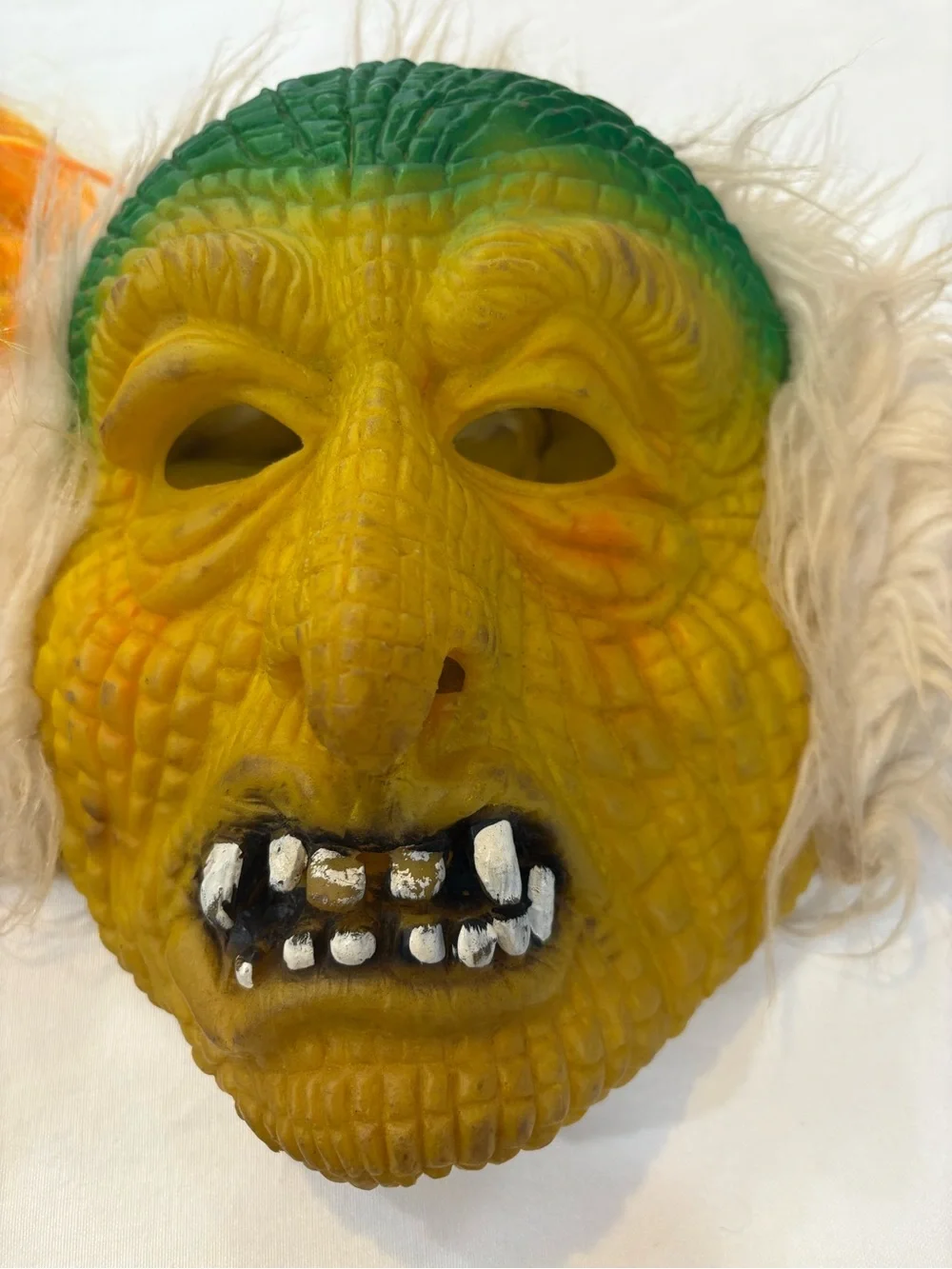 Scary Clown Costume Mask in Yellow and Red and old man mask